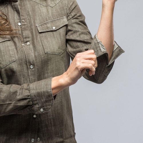 giannetto portofino misty sand washed jean shirt in military ladies tops axels vail 39147614175466