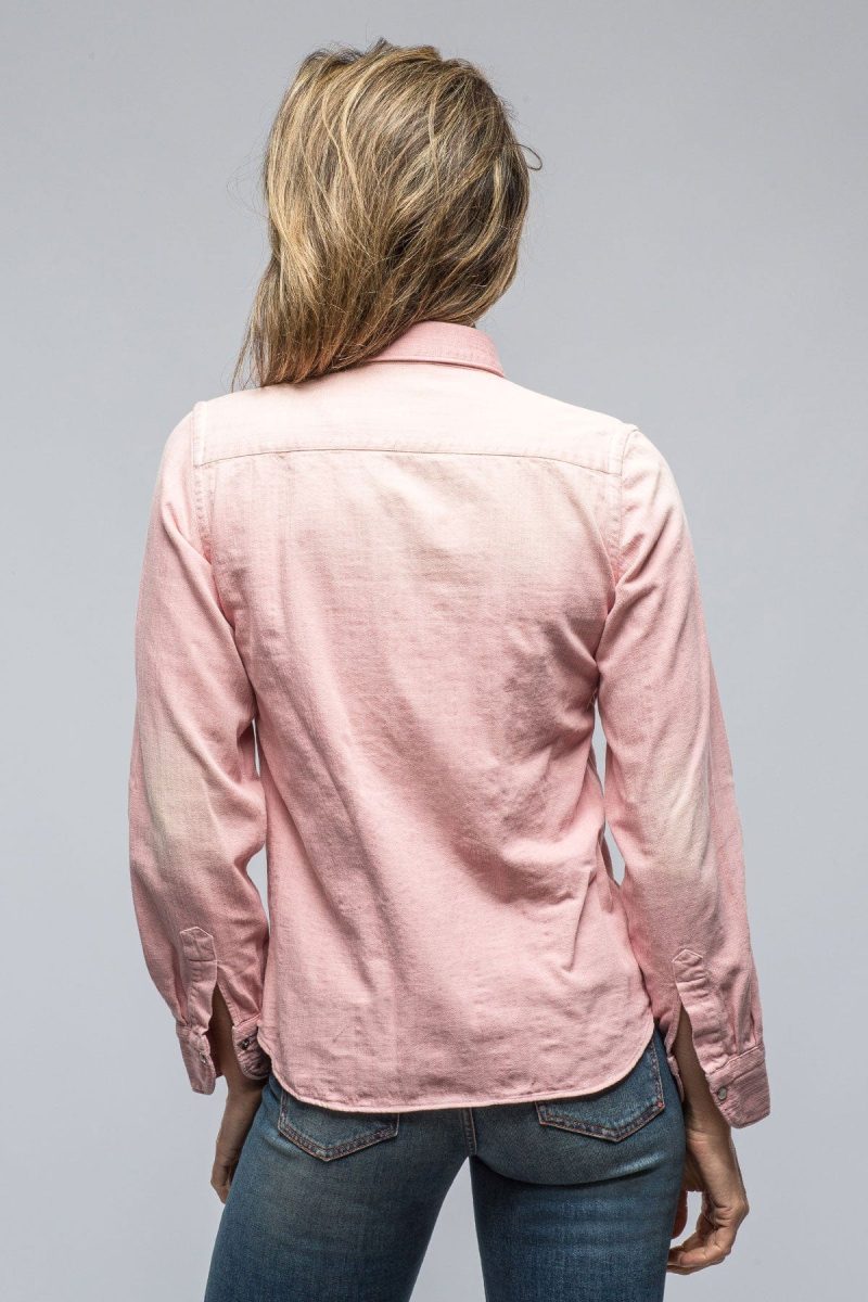 giannetto portofino misty sand washed jean shirt in pink ladies tops axels vail 39147615748330