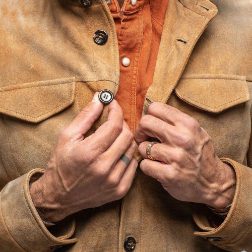 gimo s aldrich distressed shirt in palomino mens outerwear leather axels vail 39330002174186