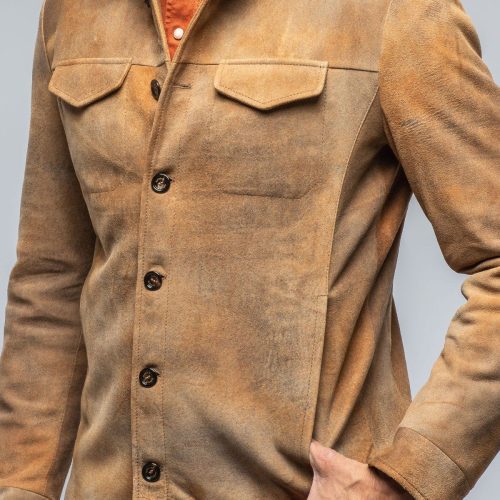 gimo s aldrich distressed shirt in palomino mens outerwear leather axels vail 39330002206954