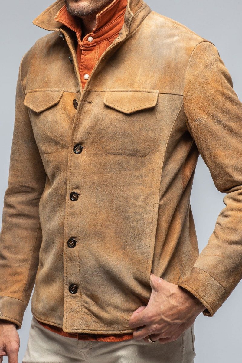 gimo s aldrich distressed shirt in palomino mens outerwear leather axels vail 39330002206954