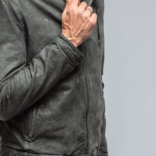 gimo s cerano waxed jacket with hood in black mens outerwear leather axels vail 39363287187690