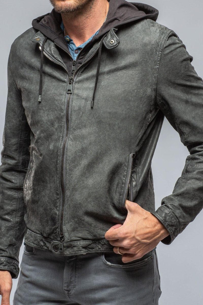 gimo s cerano waxed jacket with hood in black mens outerwear leather axels vail 39363287744746