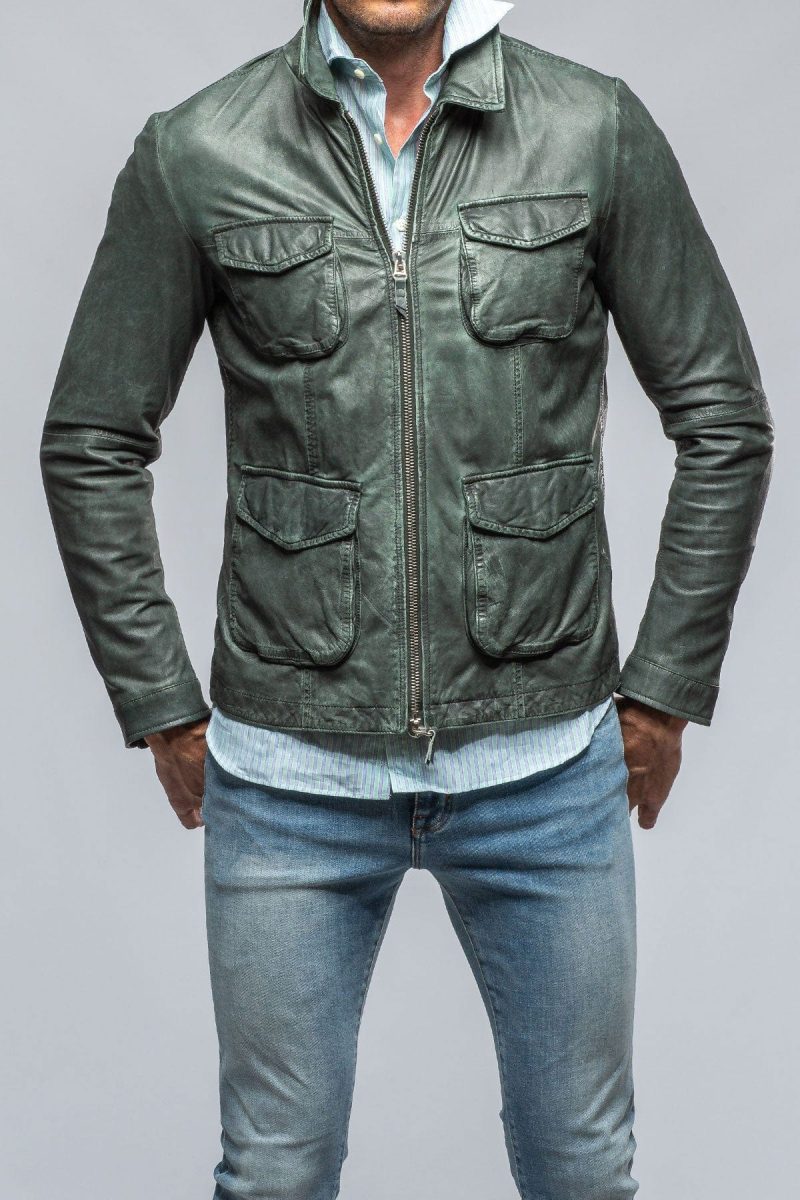 gimo s dino leather jacket in marine mens outerwear leather axels vail 39390818468074