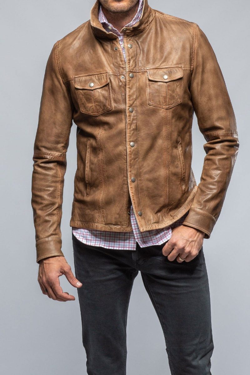 gimo s enna 12 month washed shirt jacket in camel mens outerwear leather axels vail 39390822891754