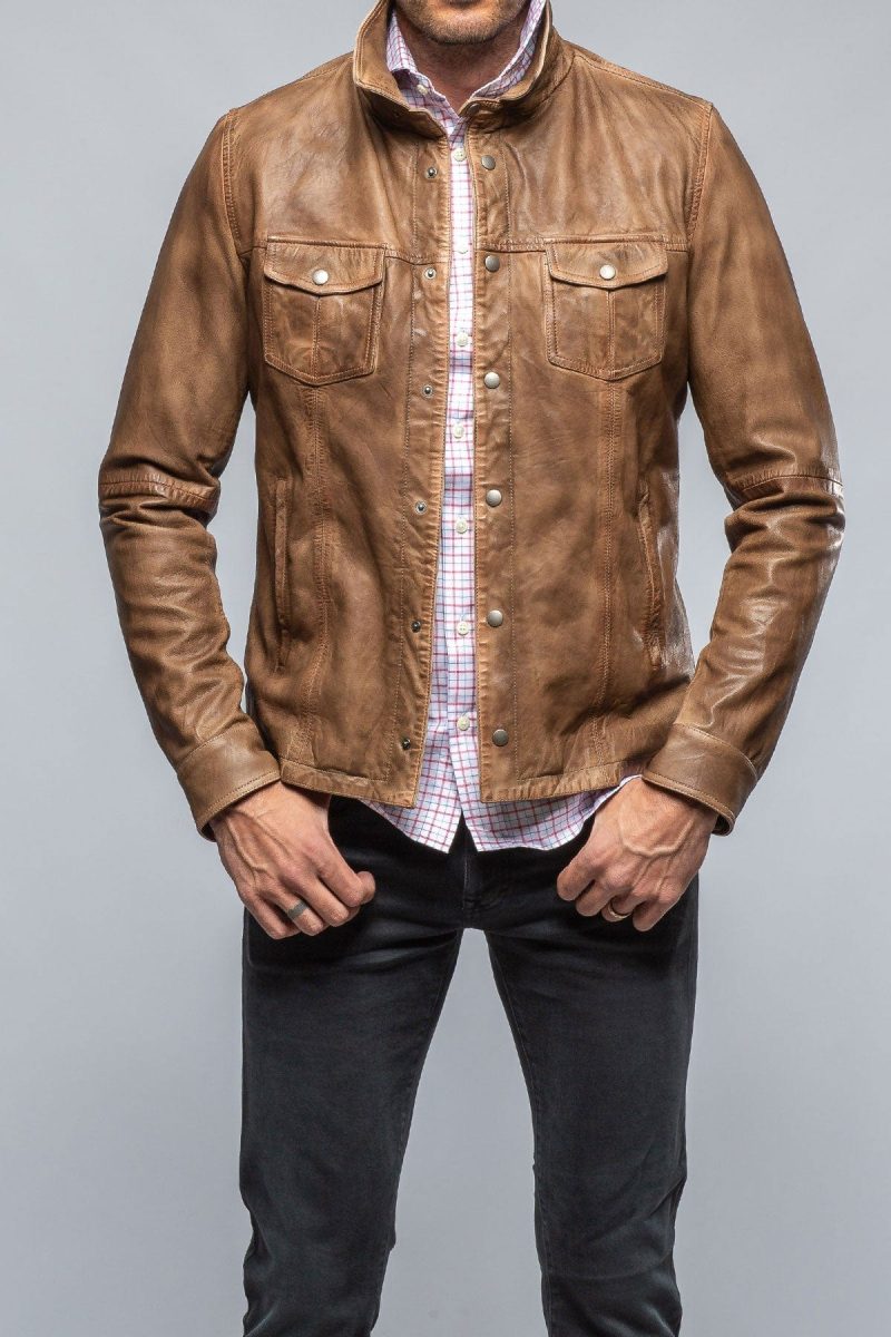 gimo s enna 12 month washed shirt jacket in camel mens outerwear leather axels vail 39390822924522