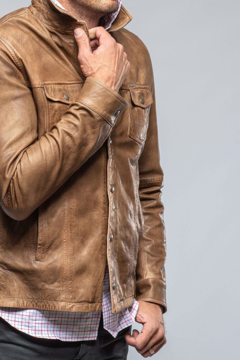 gimo s enna 12 month washed shirt jacket in camel mens outerwear leather axels vail 39390822957290