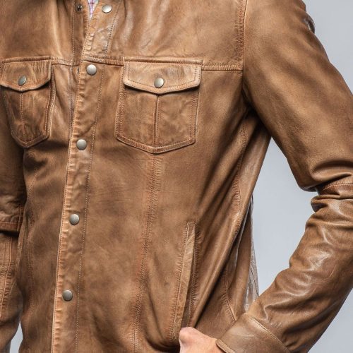 gimo s enna 12 month washed shirt jacket in camel mens outerwear leather axels vail 39390822990058