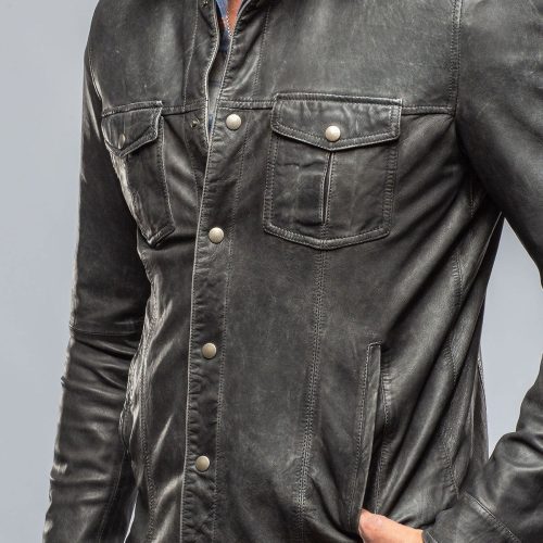 gimo s enna 12 month washed shirt jacket in charcoal mens outerwear leather axels vail 39415348625642