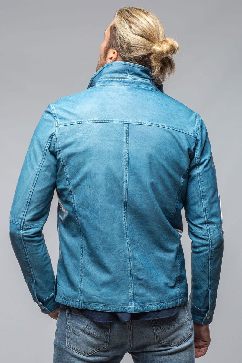 gimo s enna washed leather shirt jacket in denim mens outerwear leather axels vail 40615984136426