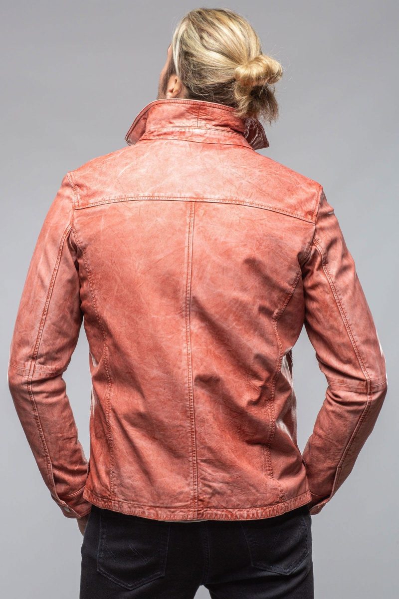 gimo s enna washed leather shirt jacket in red mens outerwear leather axels vail 40615987839210