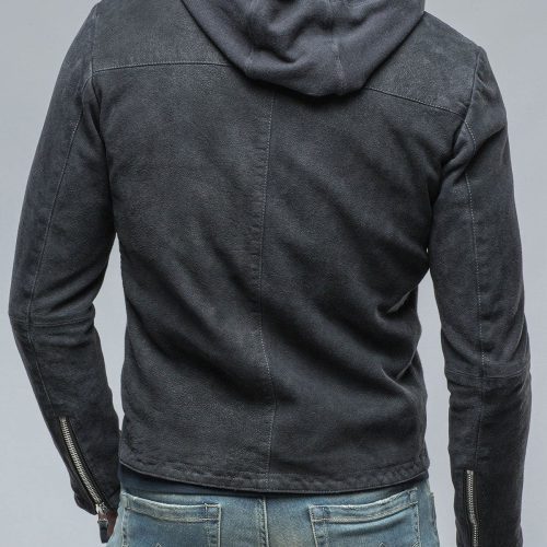 gimo s leopardi moto hoodie in blue charcoal mens outerwear leather axels vail 38620504162538