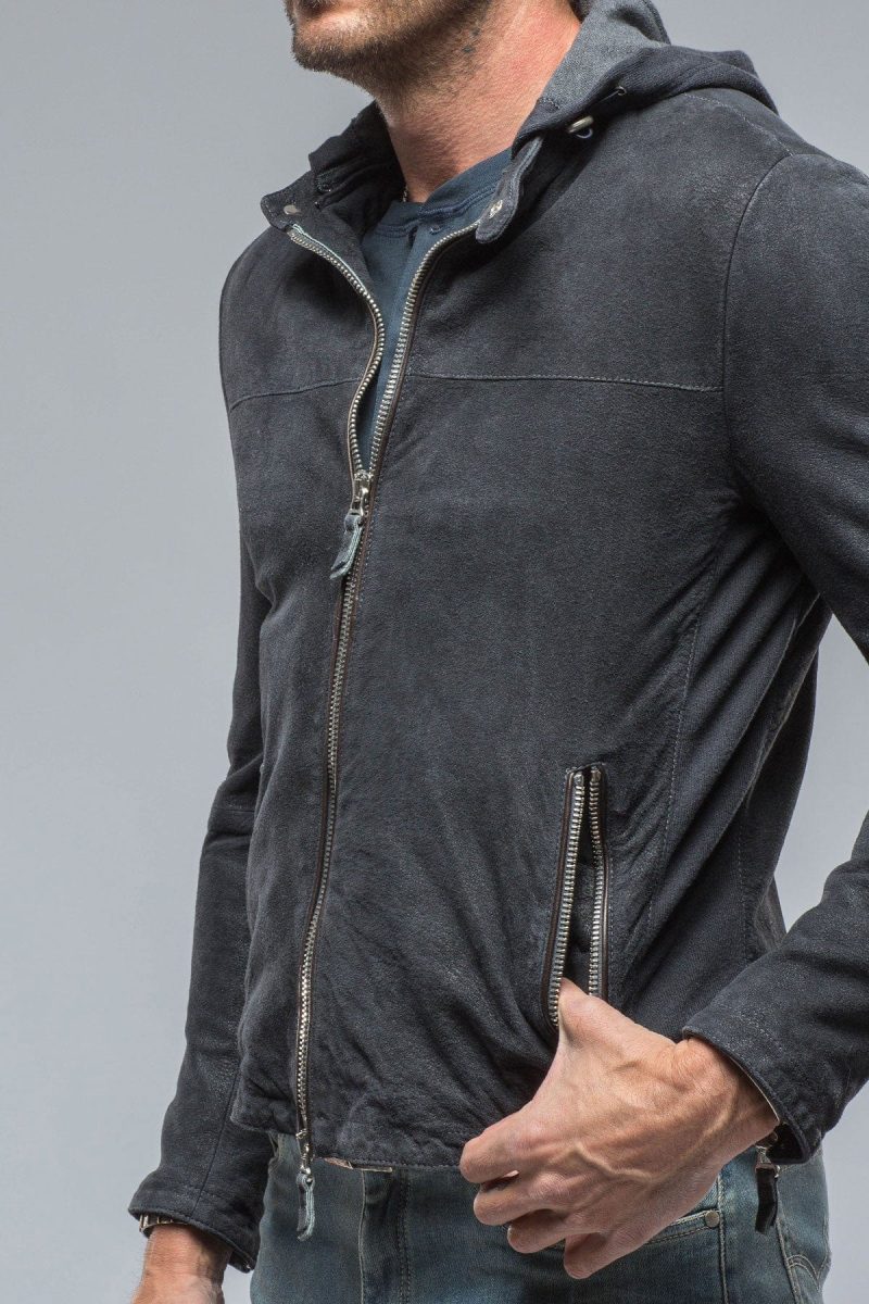 gimo s leopardi moto hoodie in blue charcoal mens outerwear leather axels vail 38620504195306