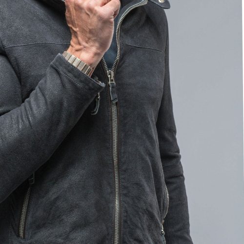 gimo s leopardi moto hoodie in blue charcoal mens outerwear leather axels vail 38620504260842