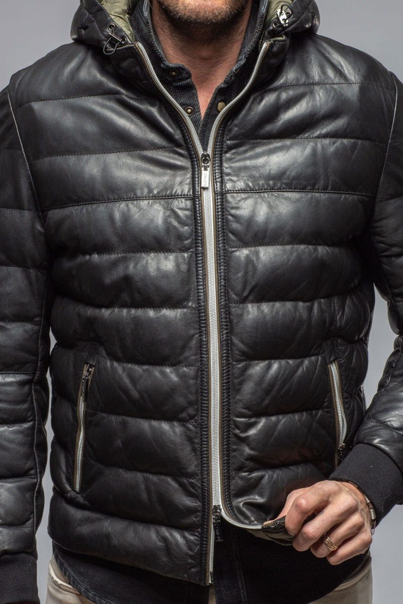 gimo s loki puffer jacket in black mens outerwear leather axels vail 40562169282794