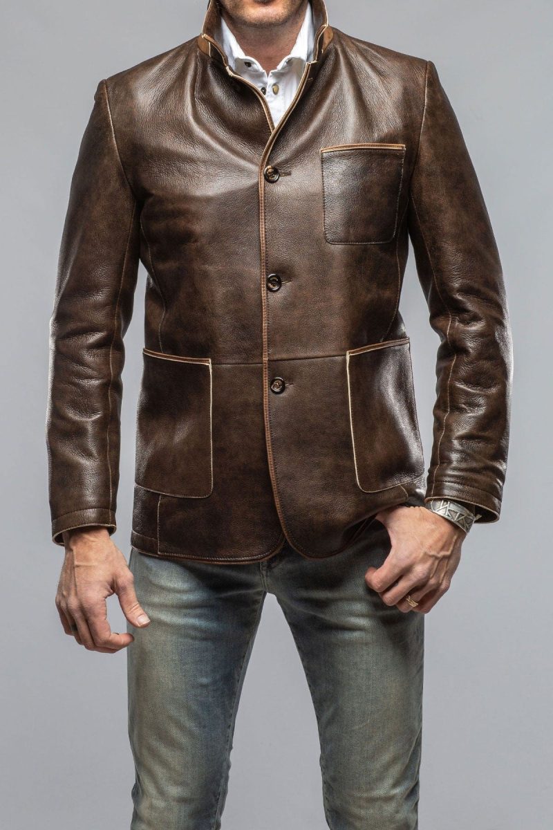 gimo s loreo dress jacket in rust mens outerwear leather axels vail 40595899875562