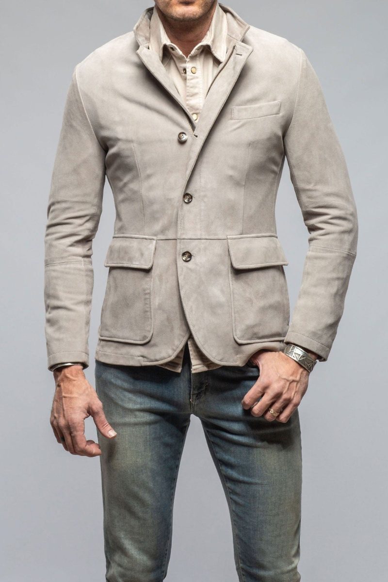 gimo s maximus suede blazer in ice mens outerwear leather axels vail 40563384516842