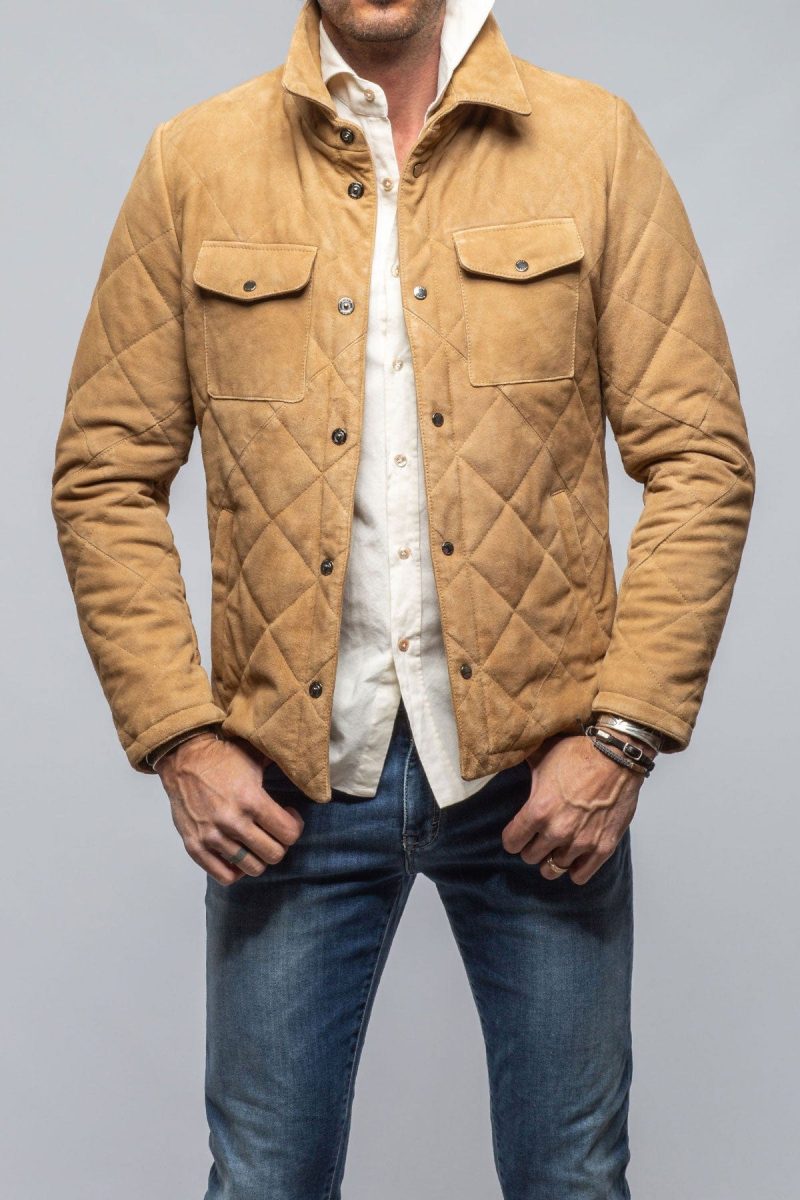 gimo s milo quilted jacket in palomino mens outerwear leather axels vail 40495051702506