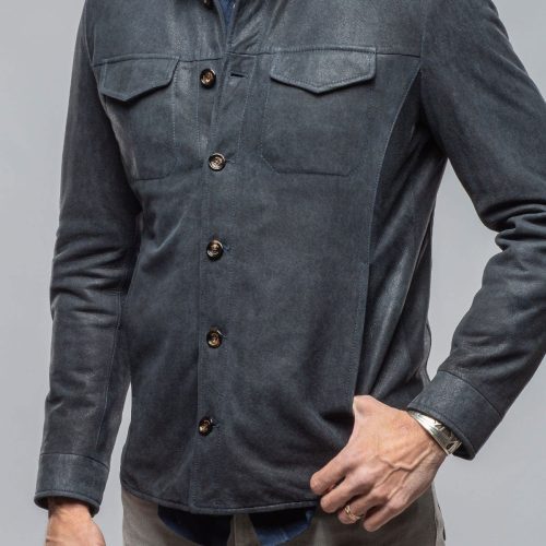 gimo s odin rugged shirt jacket in steel blue mens outerwear leather axels vail 40616006353130