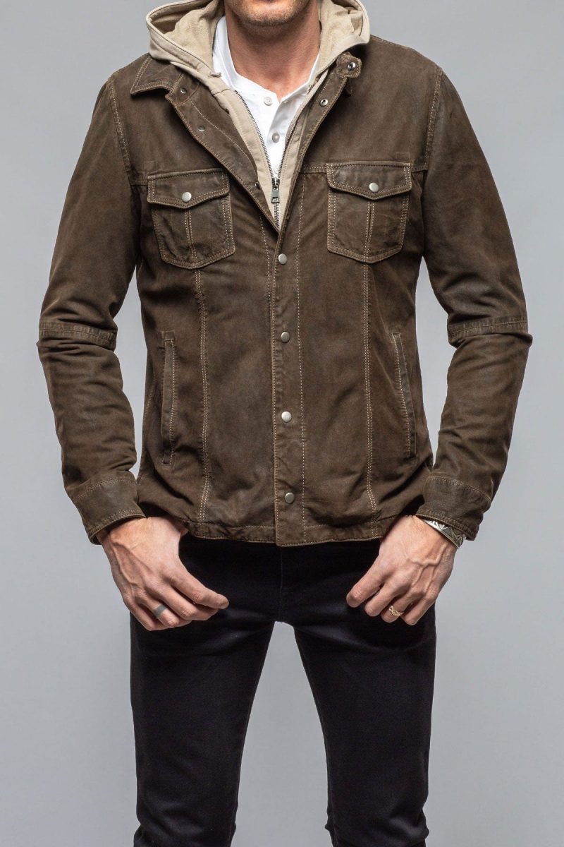 gimo s swift suede shirt with removable hood mens outerwear leather axels vail 40563380584682