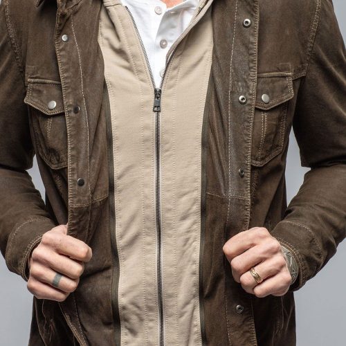 gimo s swift suede shirt with removable hood mens outerwear leather axels vail 40563380715754