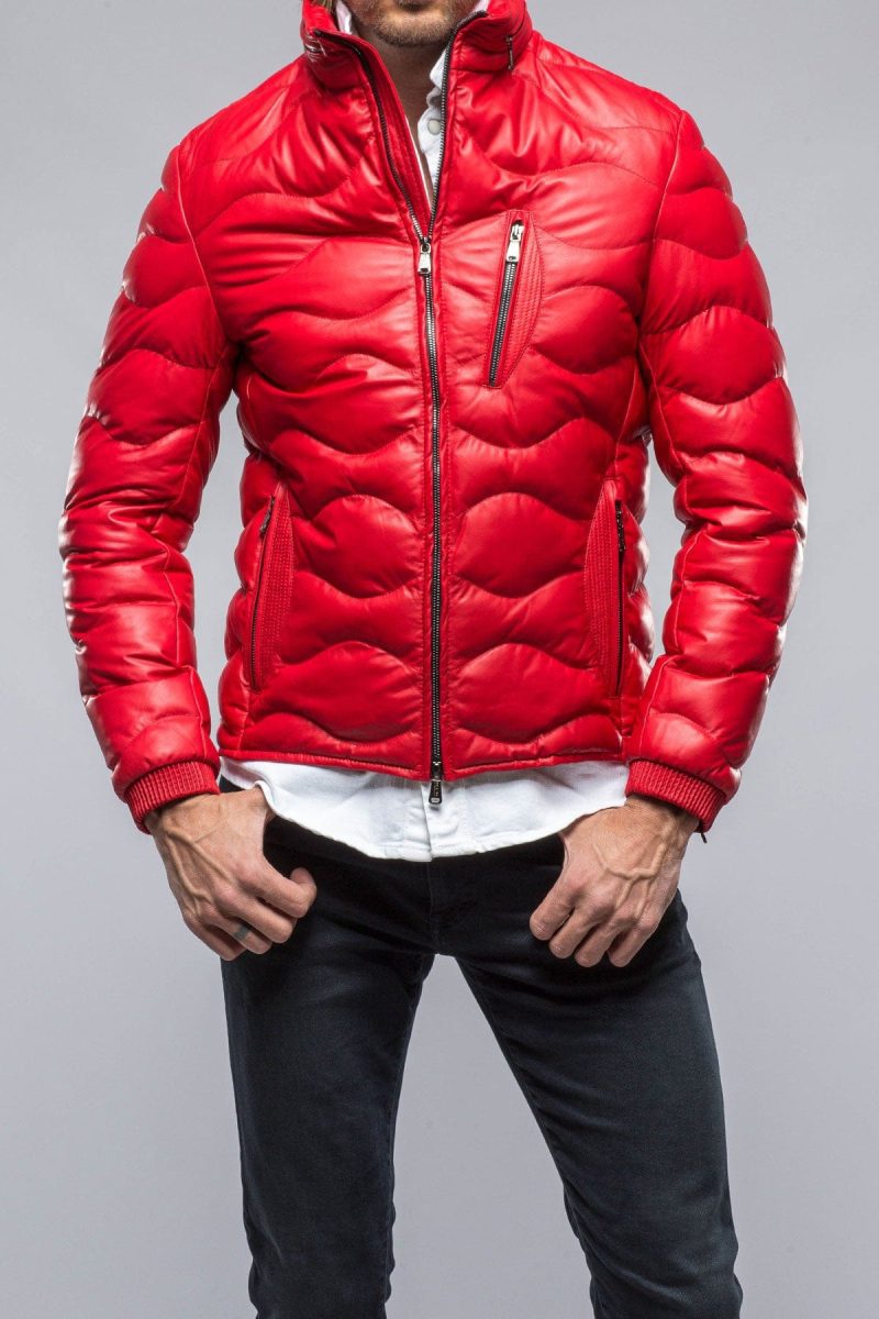 heinz bauer heinzer leather puffer in red mens outerwear leather axels vail 38802061951210