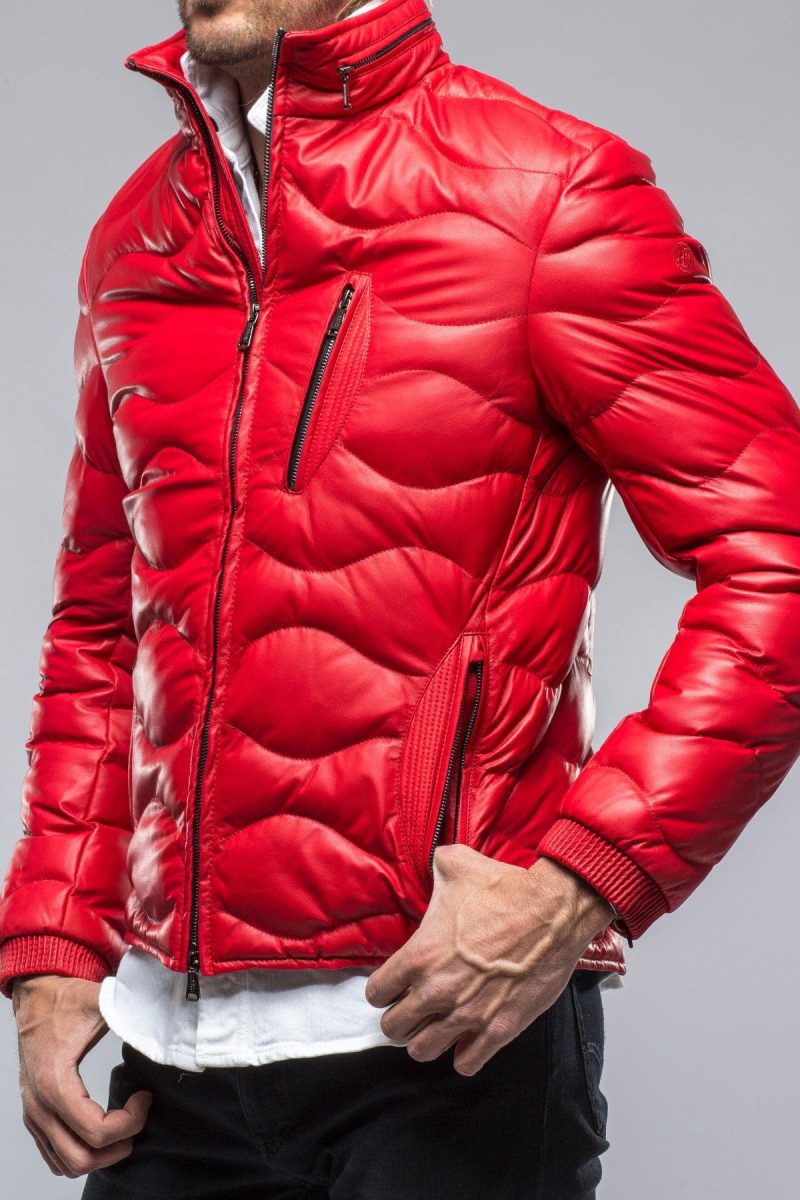 heinz bauer heinzer leather puffer in red mens outerwear leather axels vail 38802062082282