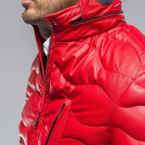 heinz bauer heinzer leather puffer in red mens outerwear leather axels vail 38802062115050