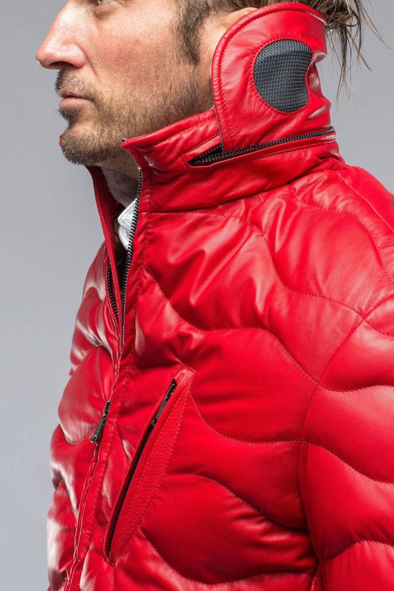 heinz bauer heinzer leather puffer in red mens outerwear leather axels vail 38802062115050