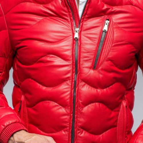 heinz bauer heinzer leather puffer in red mens outerwear leather axels vail 38802062147818