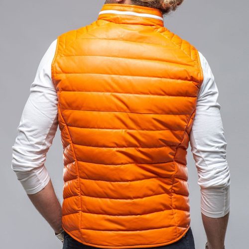 heinz bauer saxan leather vest in orange mens outerwear leather axels vail 39677515858154