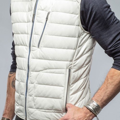 heinz bauer saxan vest in off white mens outerwear leather axels vail 36650821026026