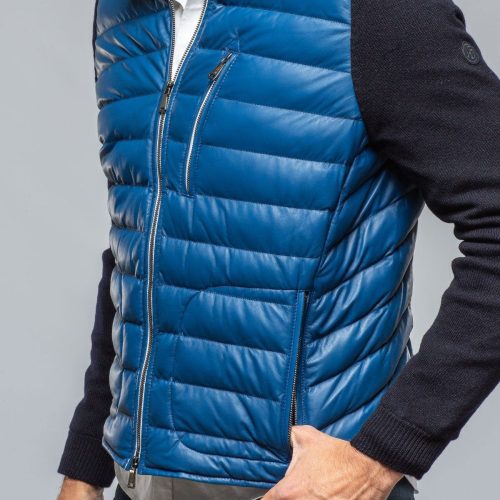 heinz bauer sepang sweater jacket in blue and navy mens outerwear leather axels vail 39798595485930