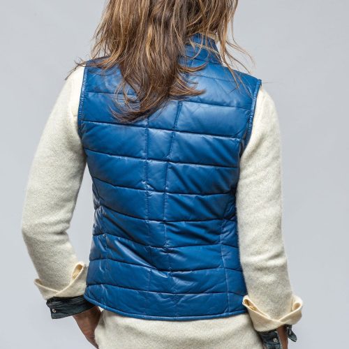 heinz bauer tignes quilted leather vest in true blue ladies outerwear leather axels vail 39497494888682