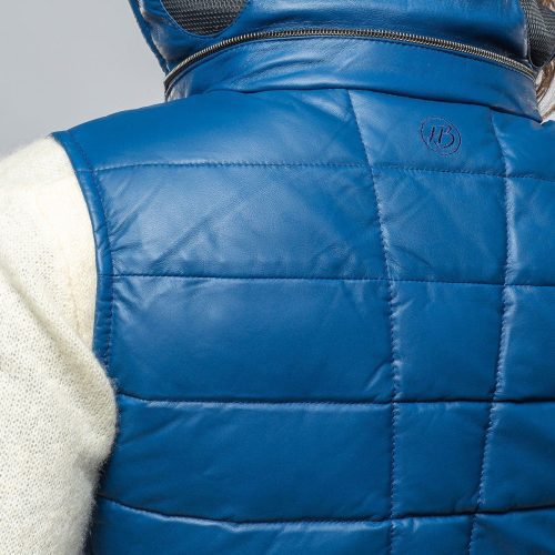 heinz bauer tignes quilted leather vest in true blue ladies outerwear leather axels vail 39497495740650