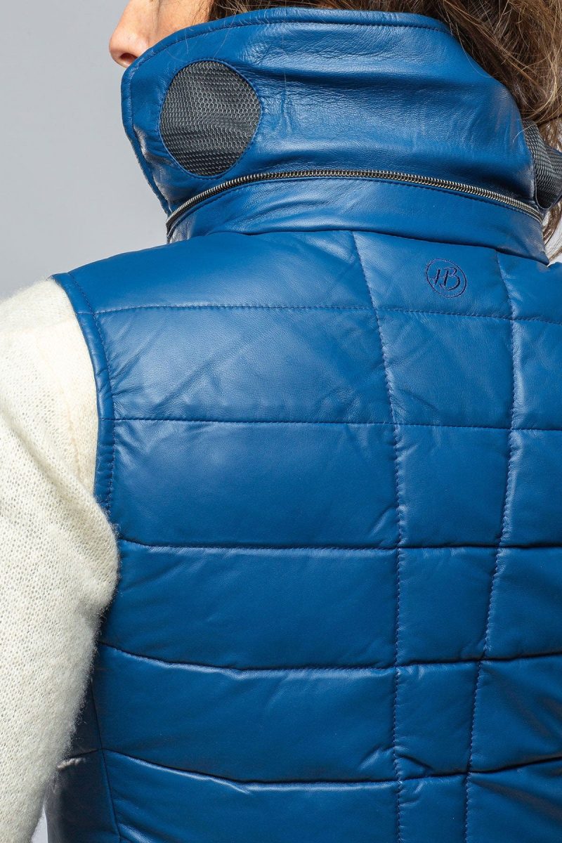 heinz bauer tignes quilted leather vest in true blue ladies outerwear leather axels vail 39497495740650