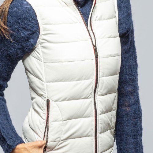 heinz bauer tignes quilted leather vest in white ladies outerwear leather axels vail 39497504948458