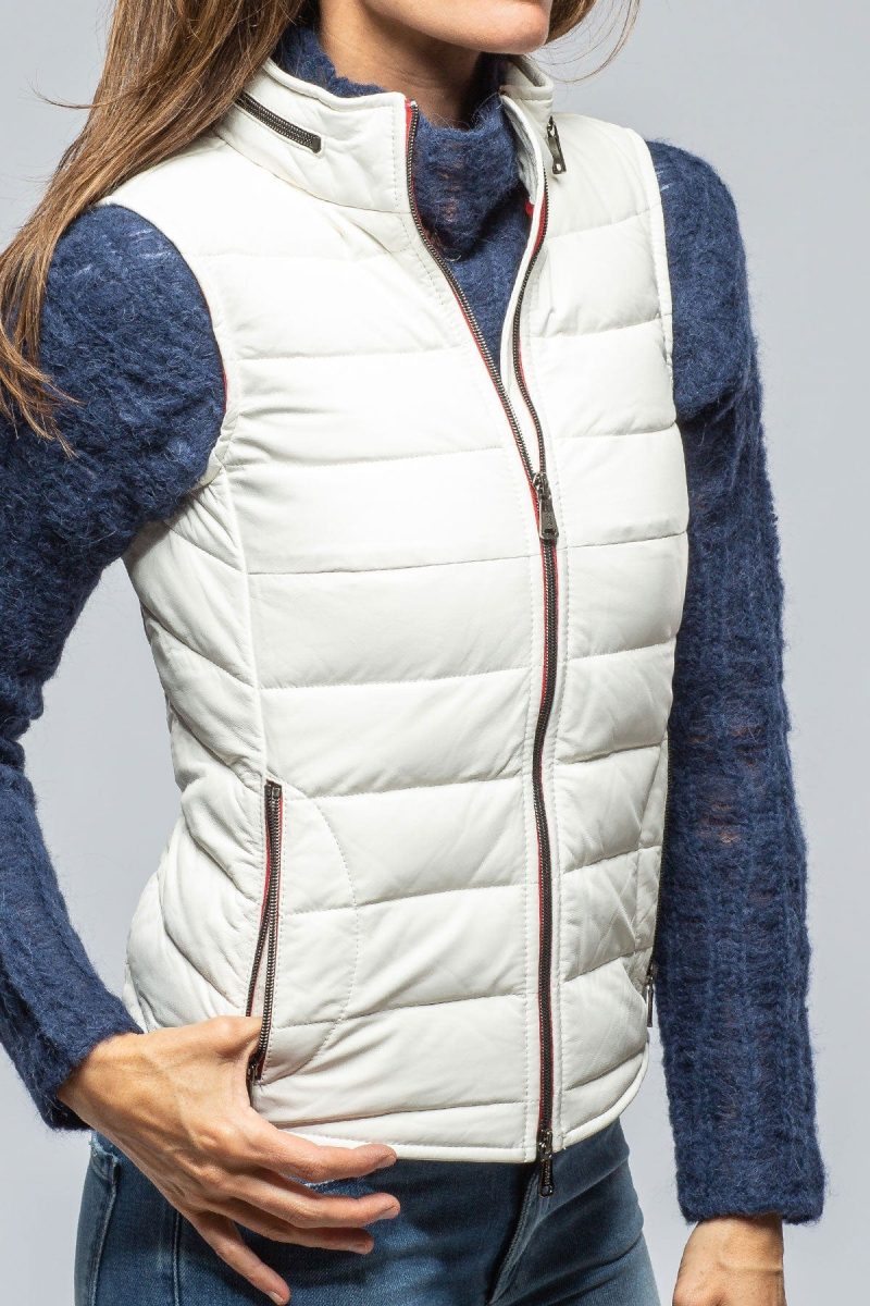 heinz bauer tignes quilted leather vest in white ladies outerwear leather axels vail 39497504948458