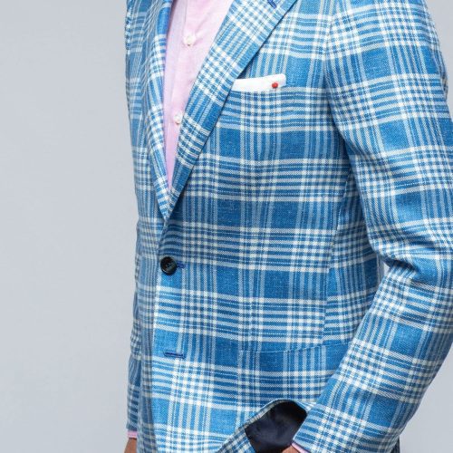 kiton cassis blue and white check mens tailored sport coats axels vail 39286383378666