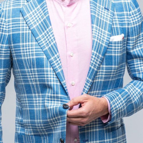 kiton cassis blue and white check mens tailored sport coats axels vail 39286383411434