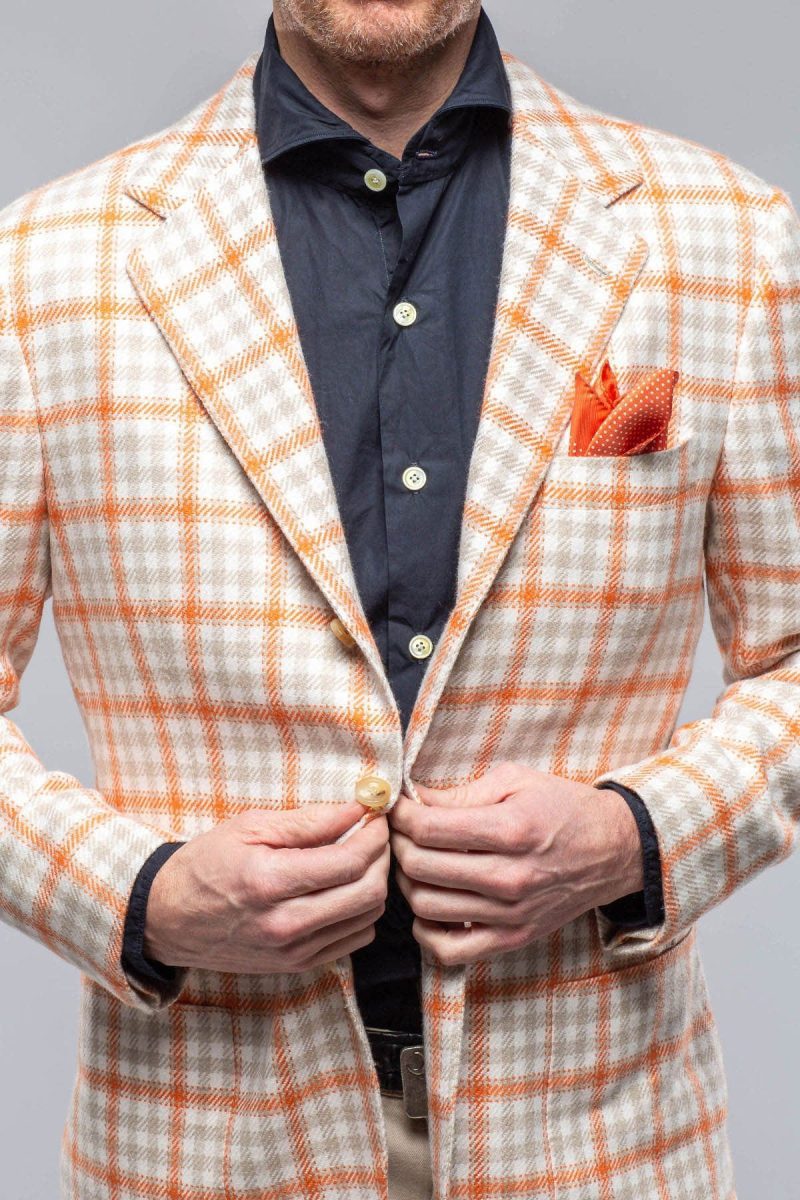 kiton eagan cashmere sport coat in cream and orange mens tailored sport coats axels vail 39751517176042