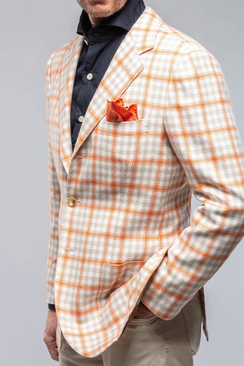 kiton eagan cashmere sport coat in cream and orange mens tailored sport coats axels vail 39751517208810