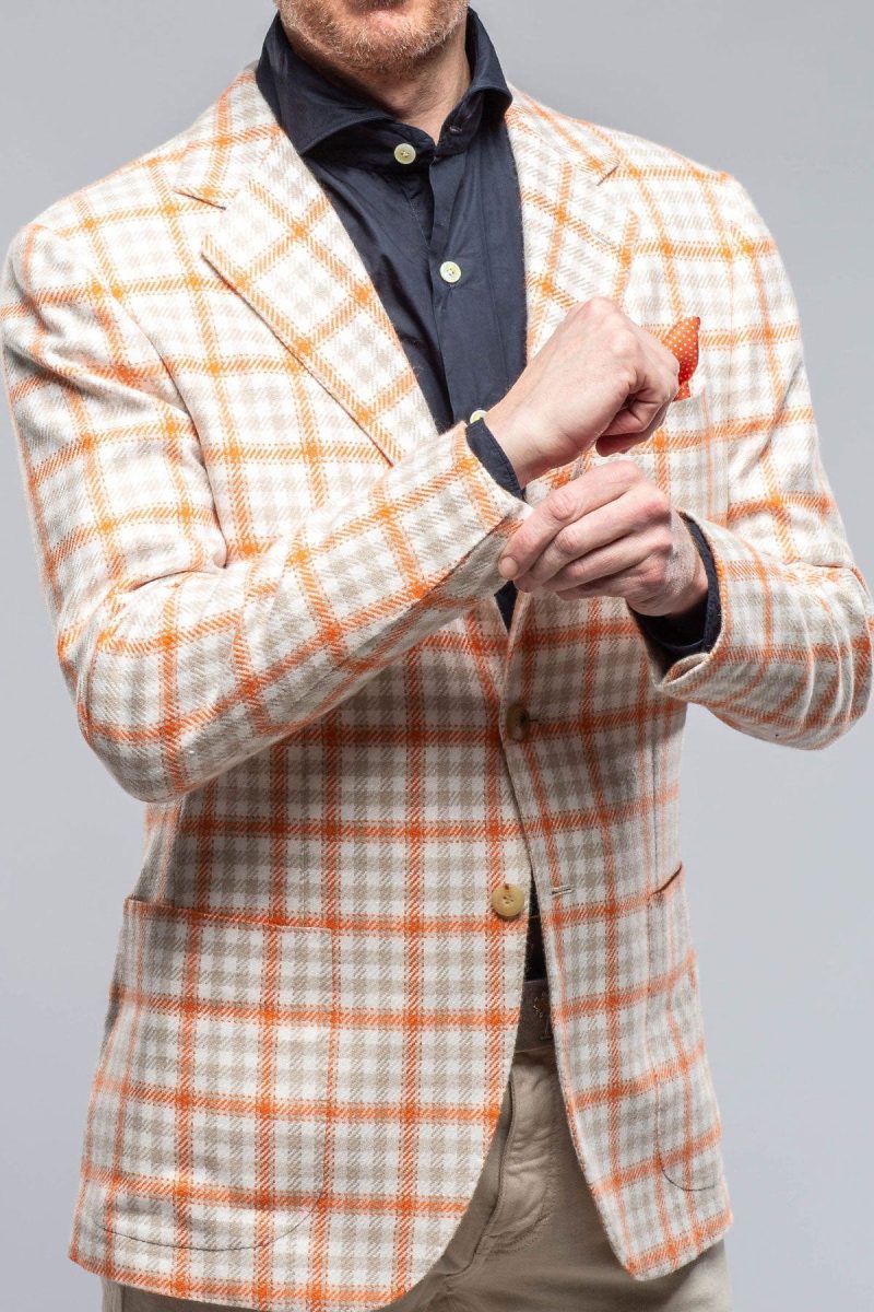 kiton eagan cashmere sport coat in cream and orange mens tailored sport coats axels vail 39751517241578