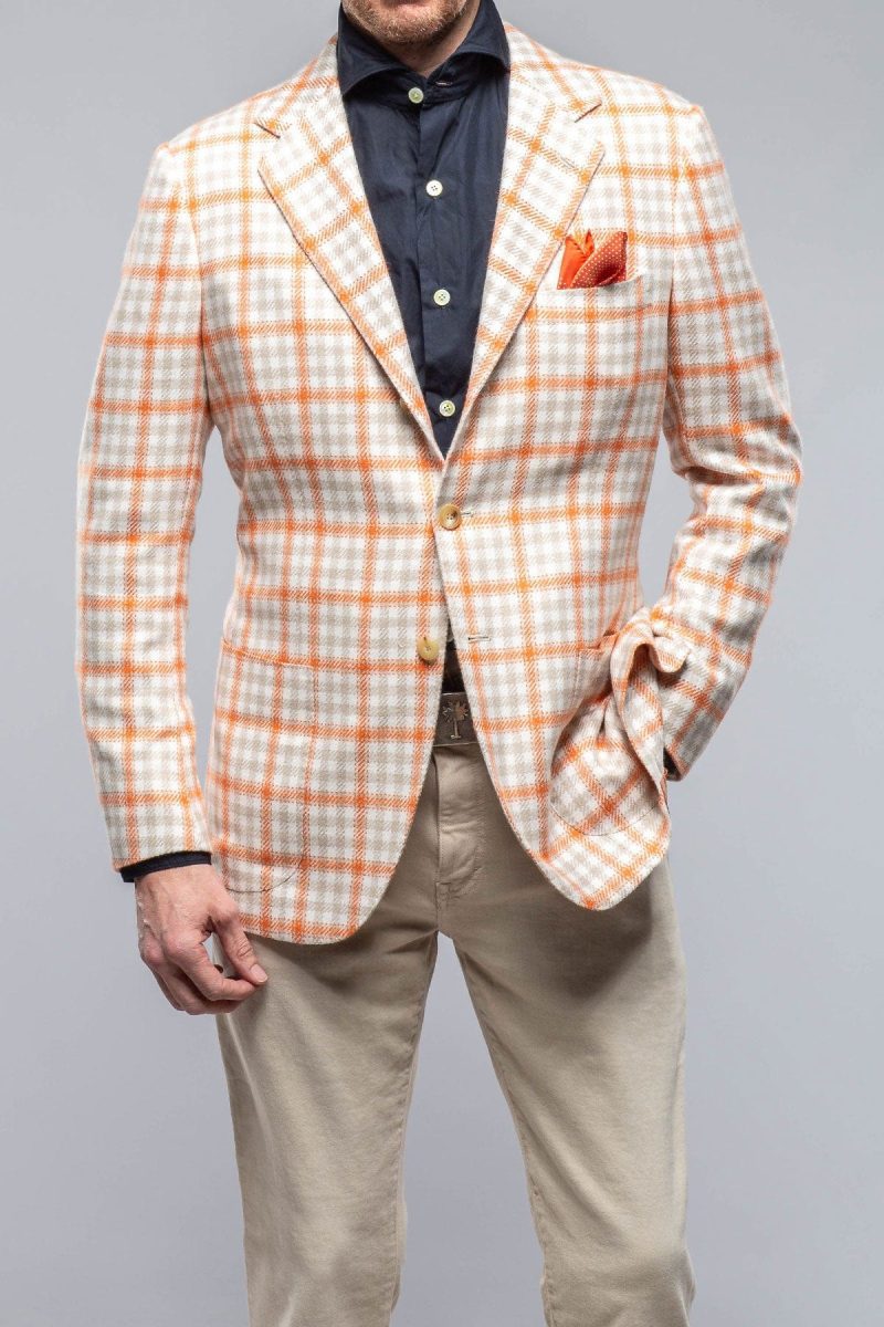 kiton eagan cashmere sport coat in cream and orange mens tailored sport coats axels vail 39751517274346