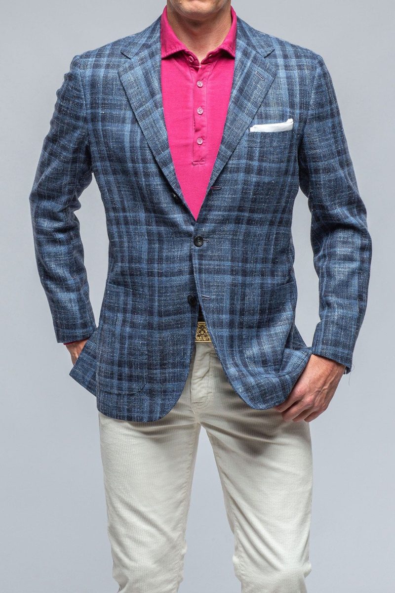 kiton le barroux blue and navy dark check jacket mens tailored sport coats axels vail 39286470213866