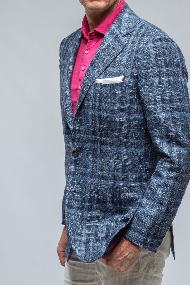 kiton le barroux blue and navy dark check jacket mens tailored sport coats axels vail 39286470279402