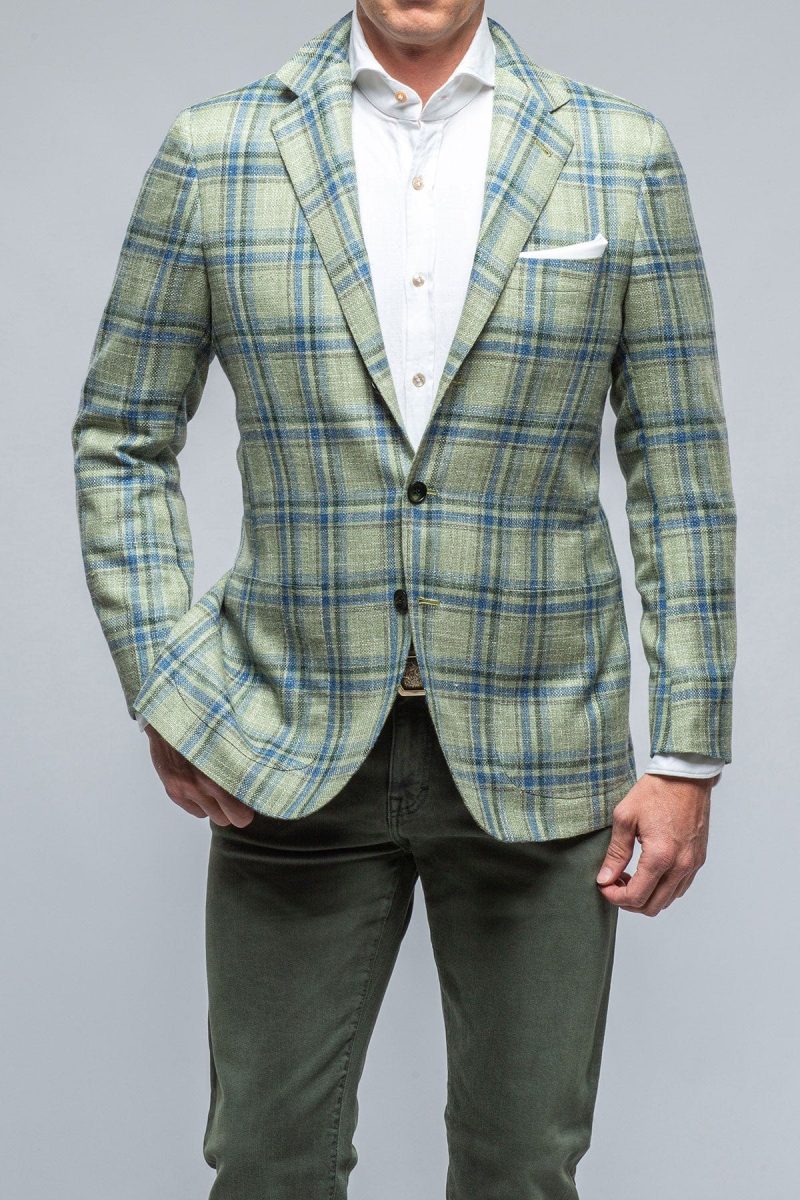 kiton roussillon blue and green check jacket mens tailored sport coats axels vail 39286545318122