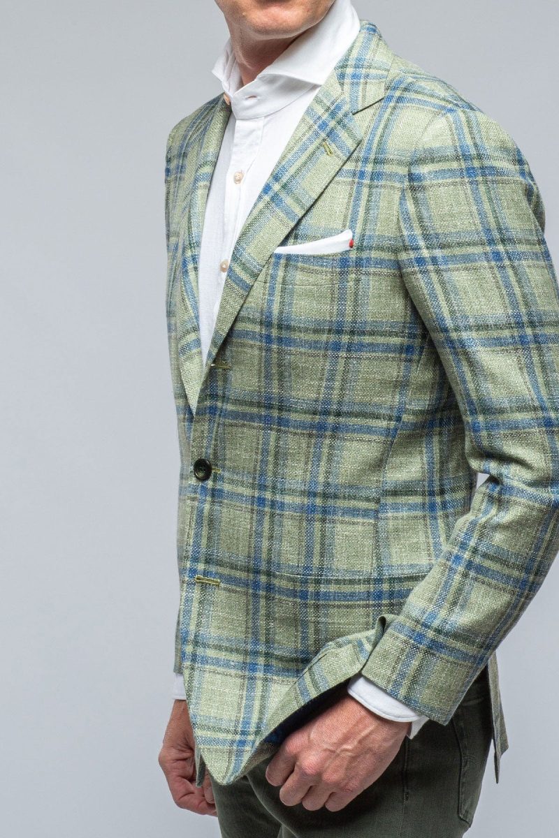 kiton roussillon blue and green check jacket mens tailored sport coats axels vail 39286545711338