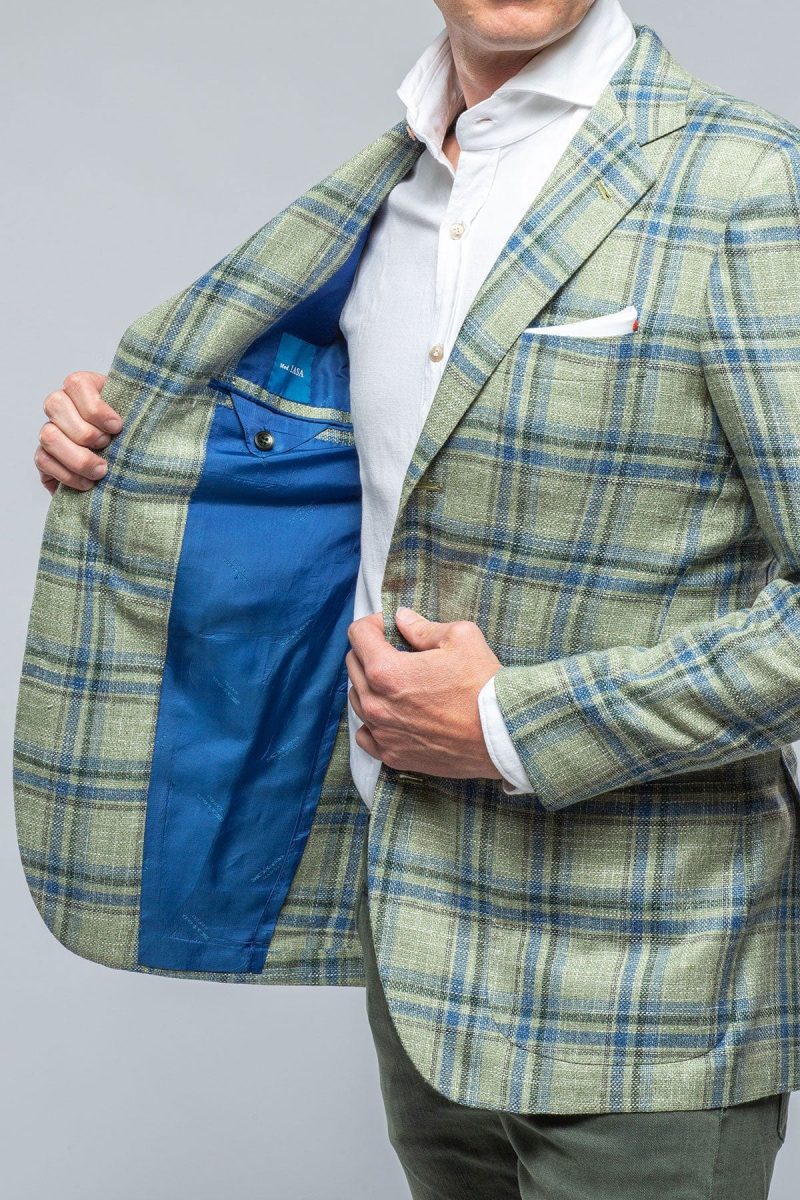 kiton roussillon blue and green check jacket mens tailored sport coats axels vail 39286545973482