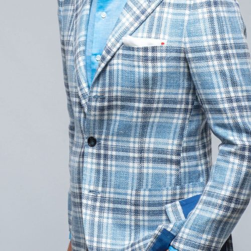 kiton st remy blue navy and white check jacket mens tailored sport coats axels vail 39286564454634